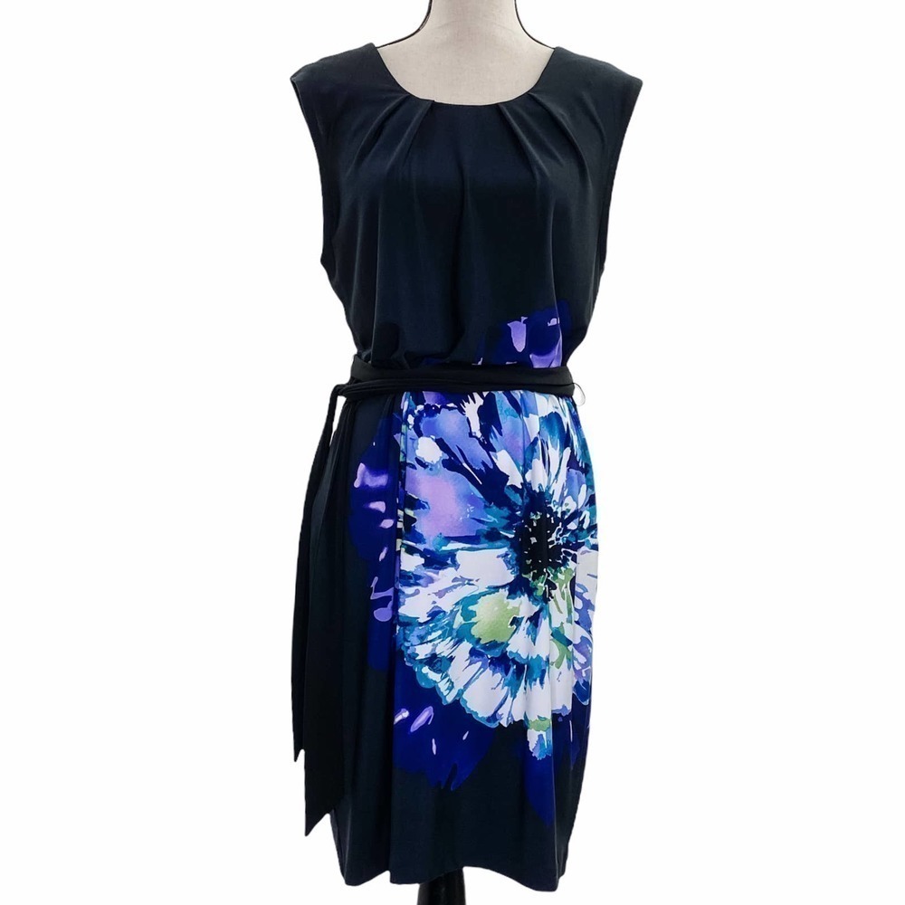 B. Smart Black Flower Sleeveless Sheath Mini Dress